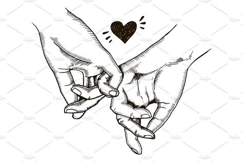 Cute Couple Holding Hands Drawing