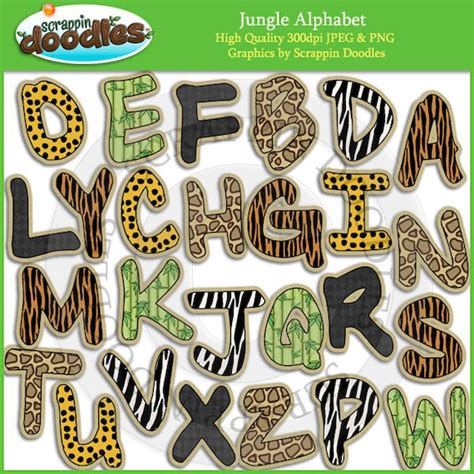 Jungle Alphabet Clip Art by ScrappinDoodles on Etsy