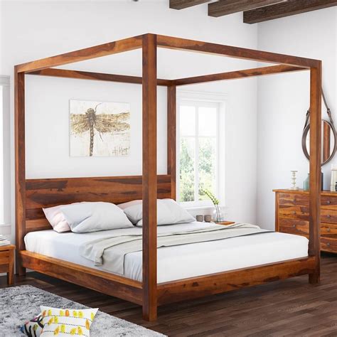 Wood Canopy Bed Frame - Mens Walk In Closet