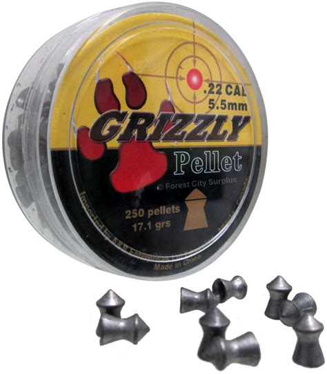 Grizzly Pointed Tip .22 Caliber Air Rifle Lead Pellets - BB & Pellet ...