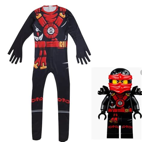 Ninjago Boys Kai Deluxe Costume Zentai Bodysuit Suit Jumpsuits Cosplay ...