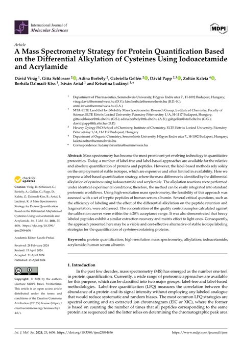 (PDF) A Mass Spectrometry Strategy for Protein Quantification Based on ...