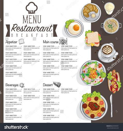 Menu Breakfast Food Restaurant Template Design Stock Vector (Royalty ...