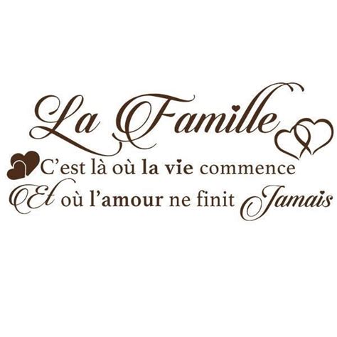 Sticker Mural Texte -La famille c'est là où la vie commence et où ...