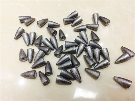 50pcs Lead Fishing Sinkers Fishing Bullet Shaped Weights Casting Sinker ...