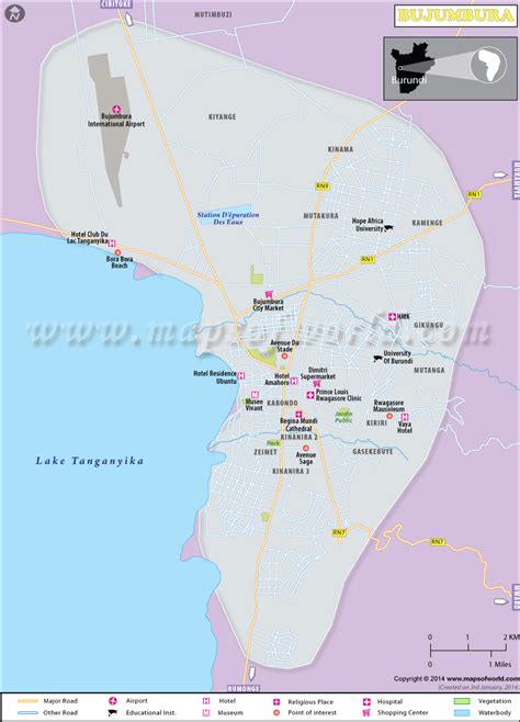 Bujumbura Map | Map of Bujumbura City, Burundi