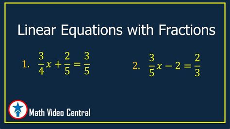 Systems Of Linear Equations With Fractions