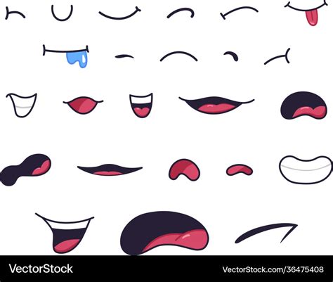 Cartoon mouths caricature funny characters mouth Vector Image