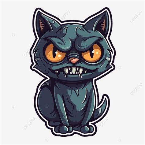 Cartoon Evil Cat Cartoon Sticker Clipart Vector, Scary Cat, Scary Cat ...