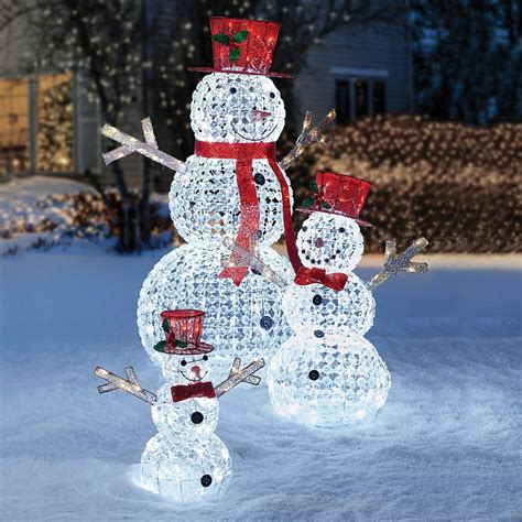 3pc LED Christmas Holiday Lighted Random Twinkling Snowman Family Yard ...