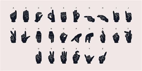 Premium Vector | Black hand language of the deaf dumb American Sign ...