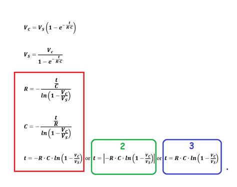 Capacitor charge formula solved respect to t, R, C - Electrical ...