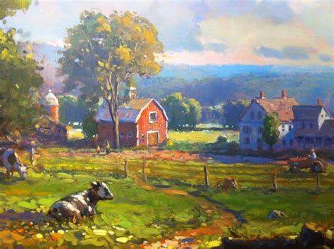 John C. Traynor - 'New England Farm', traditional, impressionist ...