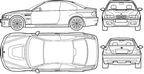 2004 BMW M3 E46 Coupe blueprints free - Outlines