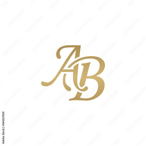 Initial letter AB, overlapping elegant monogram logo, luxury golden ...