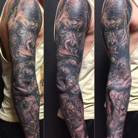 Jungle Themed Full-Sleeve by Yarda : Tattoos | Leg sleeve tattoo ...