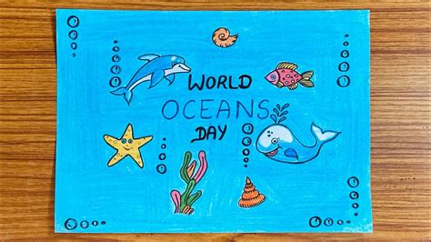 World oceans day (June 8)drawing|easy ocean day poster for beginners ...