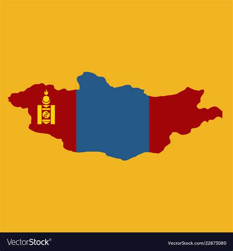 Flag map of mongolia Royalty Free Vector Image