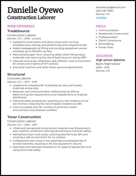 9 Construction Worker Resume Examples for 2024