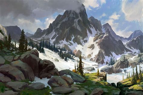 snow mountain, hongqi zhang | Fantasy landscape, Landscape art ...