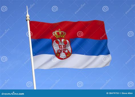 Flag of Serbia - Europe stock image. Image of flagpole - 38479755