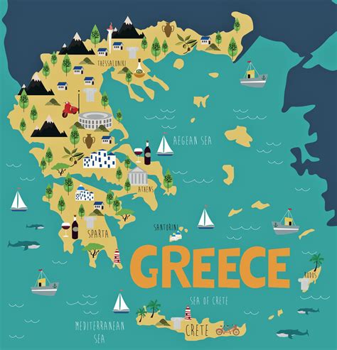 Greece Map of Major Sights and Attractions - OrangeSmile.com