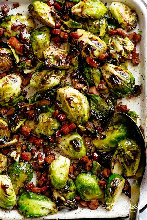 Roasted Brussels Sprouts with Bacon - Cafe Delites