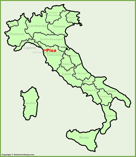 Pisa location on the Italy map - Ontheworldmap.com