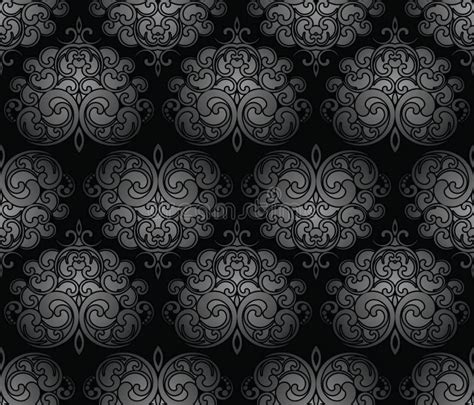 Seamless Black Royal Damask Wallpaper Stock Vector - Illustration of ...