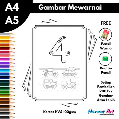 Jual Gambar Mewarnai Angka 1 - 10 Aktivitas Anak TK SD PAUD Gambar ...