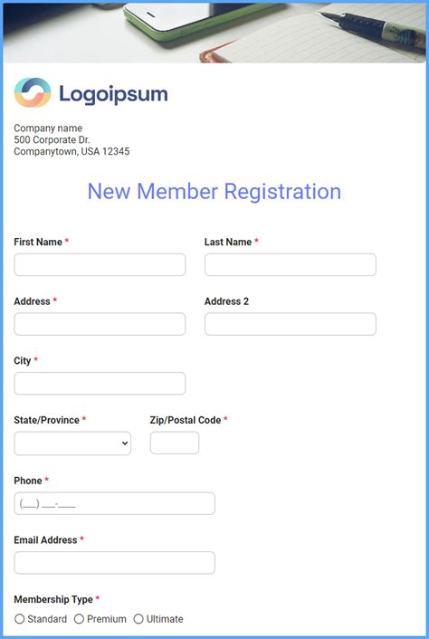 Club Signup Form Template | Formsite