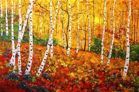 Birch Tree Forest Painting at PaintingValley.com | Explore collection ...