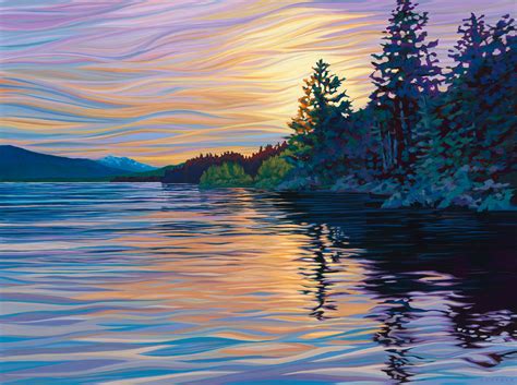 Recent Painting – Sunset on Calm Waters at Sproat Lake – The Feeling of ...