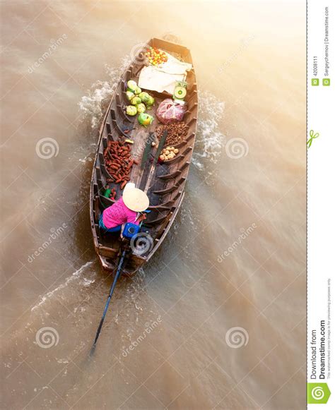 Boat on Traditional Floating Market Stock Image - Image of fresh ...