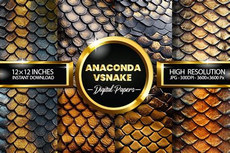 Anaconda Snake Skin Digital Papers - 04 Variations (3001399)