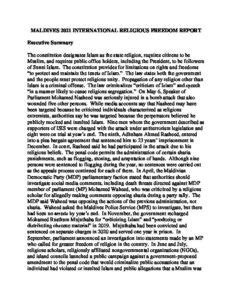 MALDIVES 2021 INTERNATIONAL RELIGIOUS FREEDOM REPORT - United States ...
