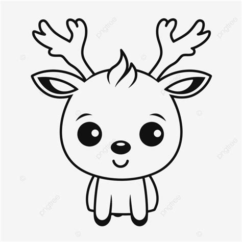 Cute Cartoon Reindeer Coloring Page Outline Sketch Drawing Vector ...