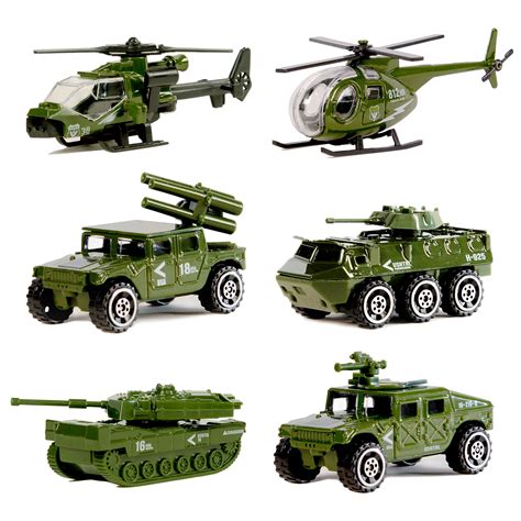 Buy Die-cast Vehicles,6 Pack Assorted Alloy Metal Army Vehicle Models ...