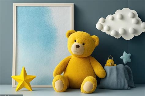 Premium AI Image | Interior of a cozy kids room with a yellow bear