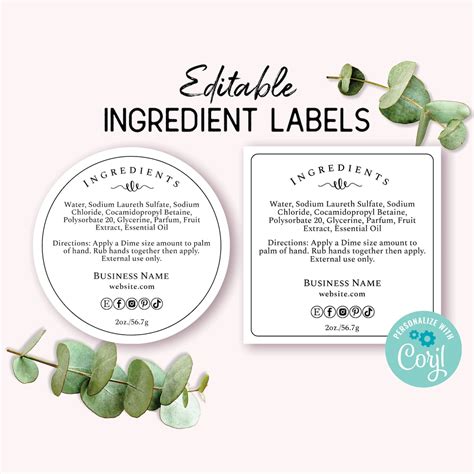 Ingredient Label Template, Custom Product Packaging Sticker ...