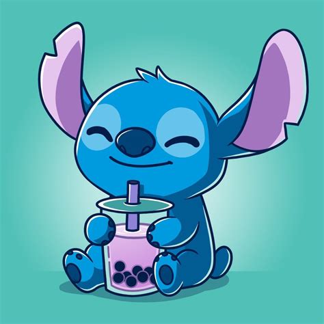 Stitch Drinking Boba Wallpapers | Tekeningen disney figuren, Schattige ...