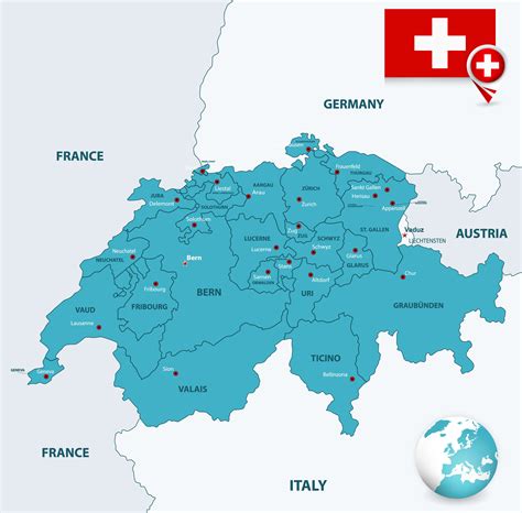 Map of Switzerland - Guide of the World