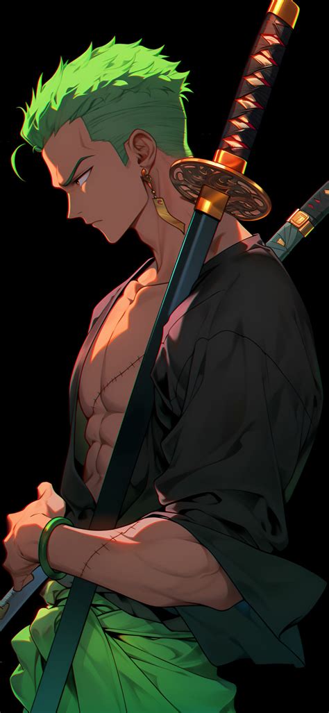 One Piece Roronoa Zoro & Swords Black Wallpapers for iPhone 4k