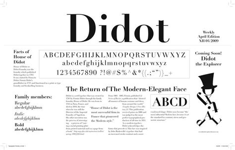 Most influential modern typeface. Set standard for contrast, stress ...