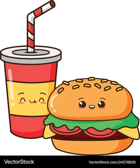 Kawaii cartoon fast food Royalty Free Vector Image