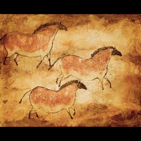 SpiritHorse.Gallery, Cave painting of three prehistoric horses by ...