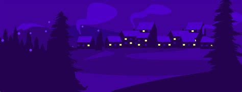 Flat design village vector background. Vector illustration - night ...