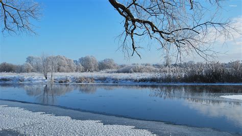 Melting ice in the river by the white trees wallpaper - Nature ...