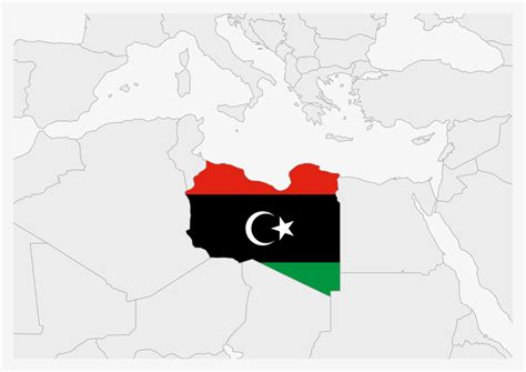 Libya map highlighted in Libya flag colors 12857634 Vector Art at Vecteezy