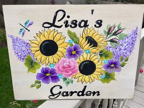 Hand painted garden sign, personalized garden sign, flower garden sign ...